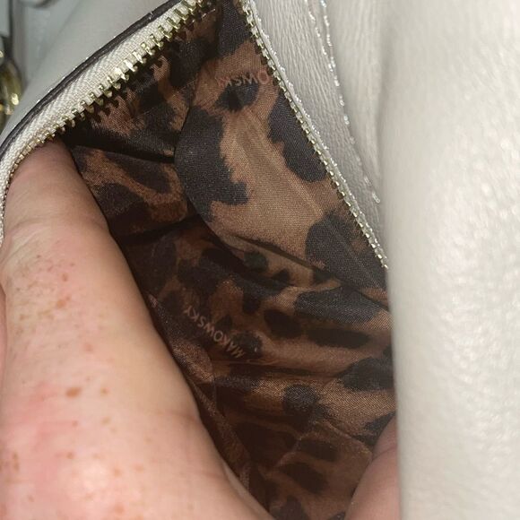 B. Makowsky Leather Tote Shoulder Bag Bone Leather - Picture 8 of 14